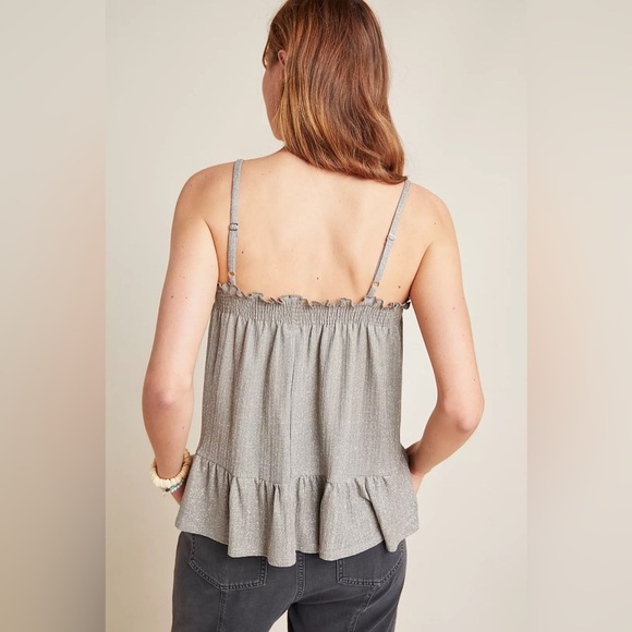 Anthropologie amadi Gray Ruffled Tiered Camisole | Wyatt Shimmer Tank - Picture 2 of 8